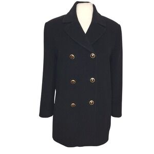 Vintage Pendleton Double Breasted Dark Navy Pea Coat Wool Cashmere Jacket 10